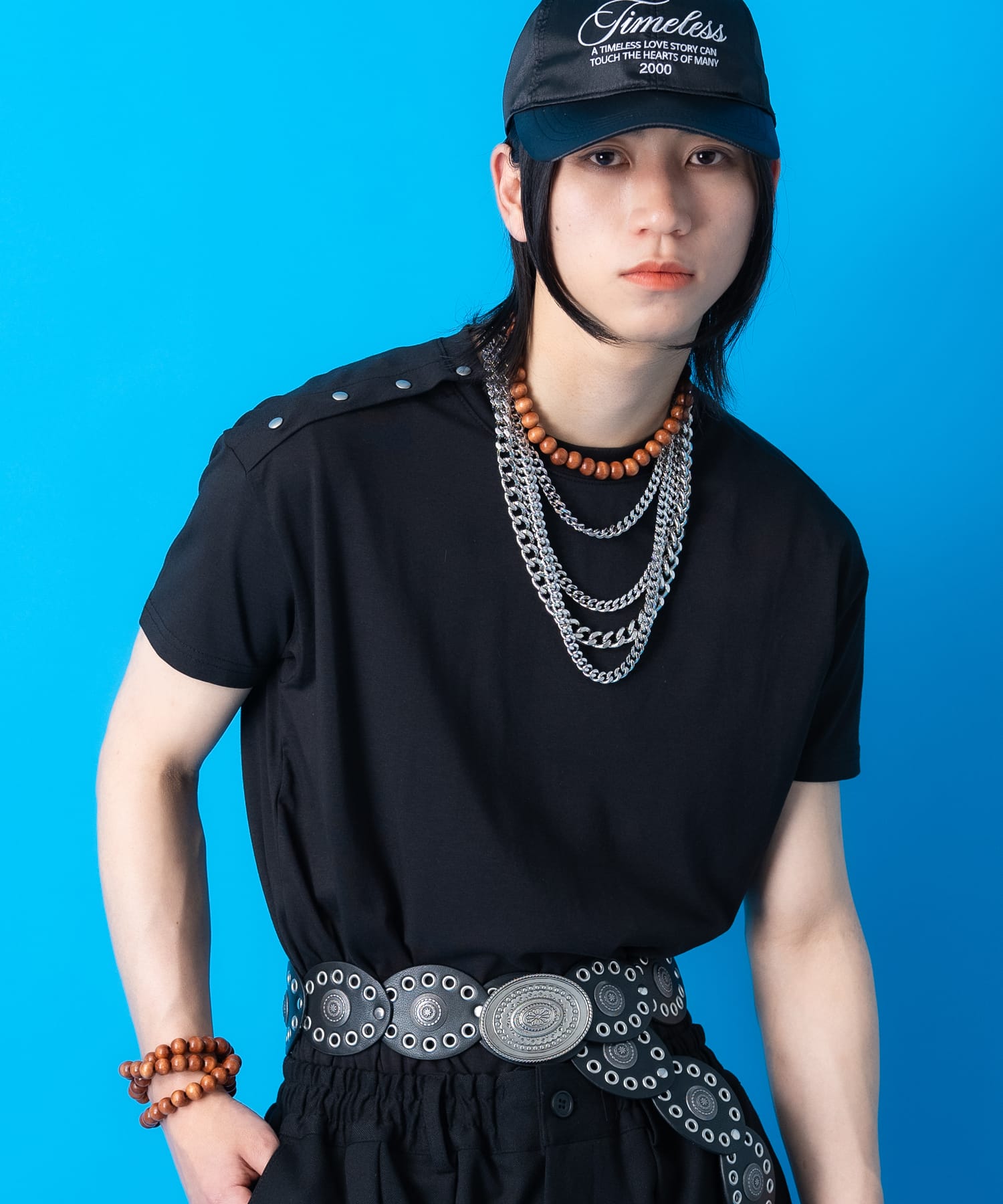Rakuten - a.p.o.v. アシンメトリーショルダーメタルボタン短丈ルーズTシャツ / 半袖 カットソー メンズ レディース ユニセックス 無地 アシメ ショート丈