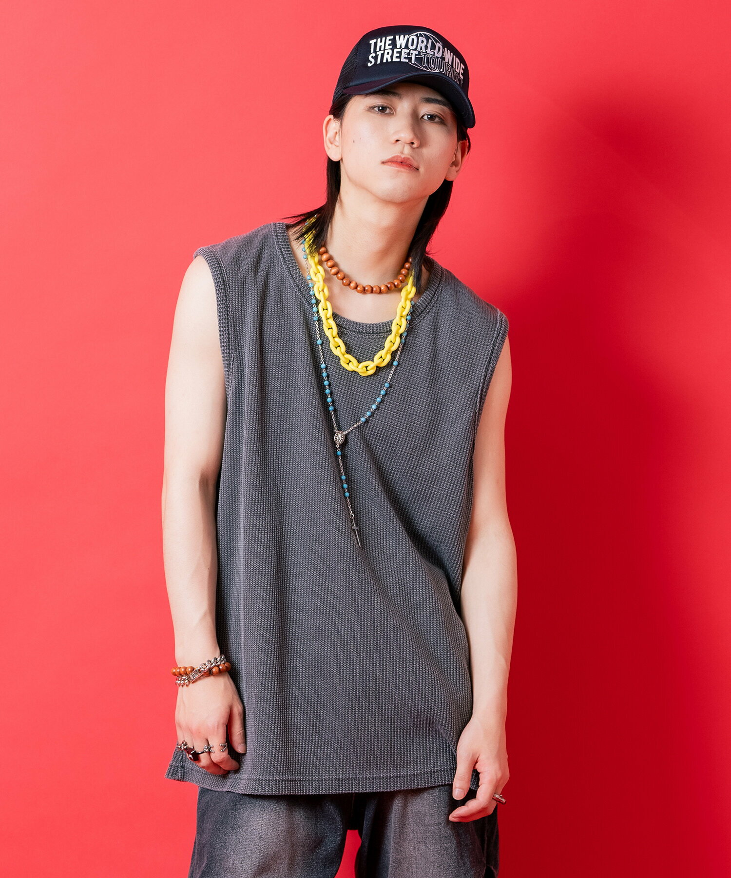 楽天ankoROCKa.p.o.v. -ankoROCK's select- ピグメントフェードワッフルオーバーサイズタンクトップ / メンズ レディース ユニセックス 無地 ノースリーブ セール バーゲン