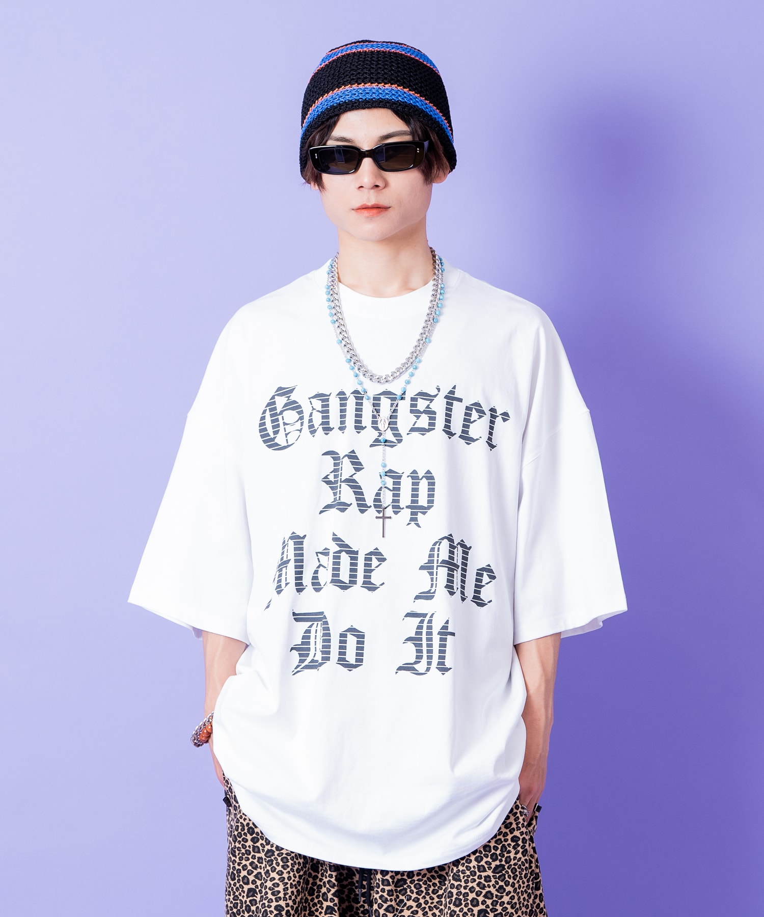 Rakuten - a.p.o.v. ギャングスタロゴデザインプリントオーバーサイズTシャツ / 半袖 メンズ レディース ユニセックス カットソー コットン ビッグシルエット