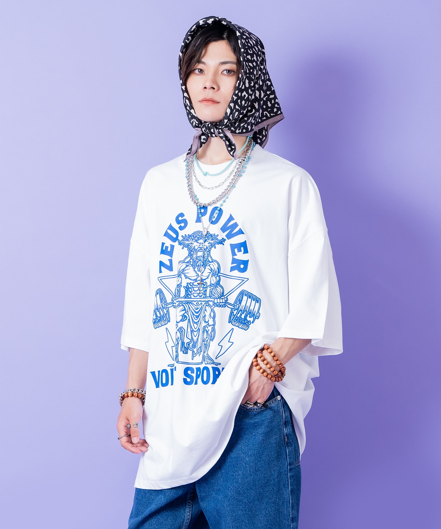 Rakuten - a.p.o.v. アメカジライクコミカルゼウス＆ロゴオーバーサイズTシャツ / 半袖 メンズ レディース ユニセックス カットソー コットン プリント