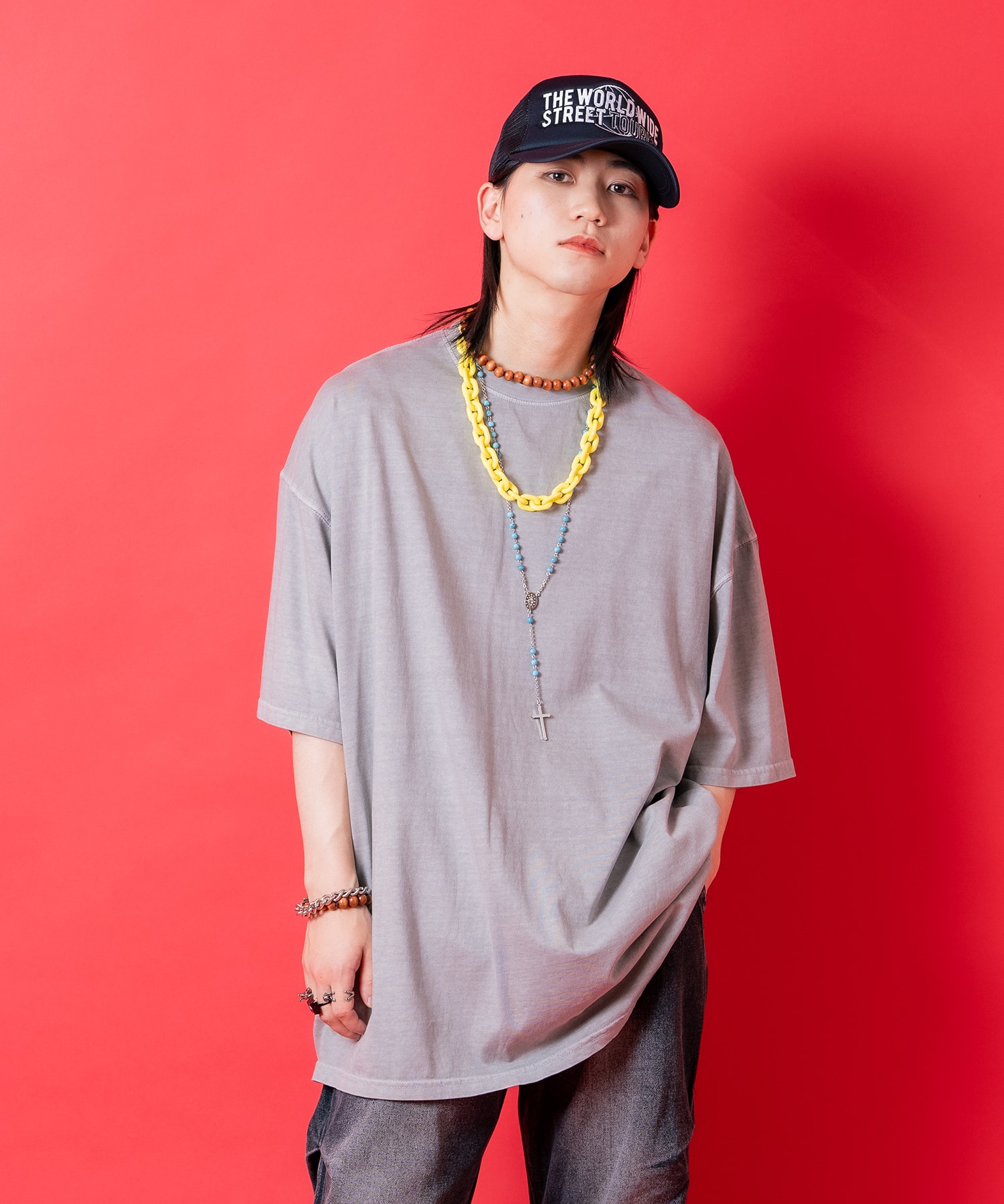 Plain - a.p.o.v. ピグメントコットンオーバーサイズTシャツ / 半袖 カットソー メンズ レディース ユニセックス 無地 カラー シンプル ビッグシルエット フェード