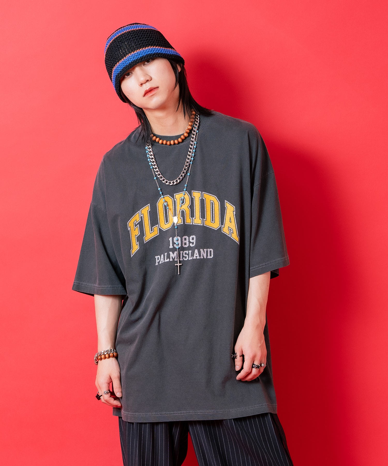 乐天商城 - a.p.o.v. カレッジプリントピグメントオーバーサイズTシャツ / 半袖 カットソー メンズ レディース ユニセックス ヴィンテージテイスト ビッグシルエット