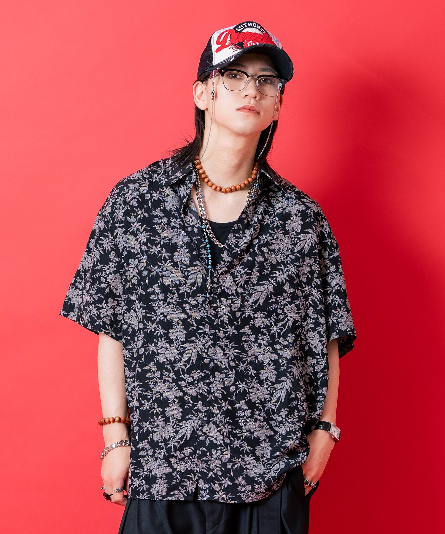 Rakuten - a.p.o.v. フラワーシルエット総柄オーバーサイズシャツ / 半袖 メンズ レディース ユニセックス ブラウス