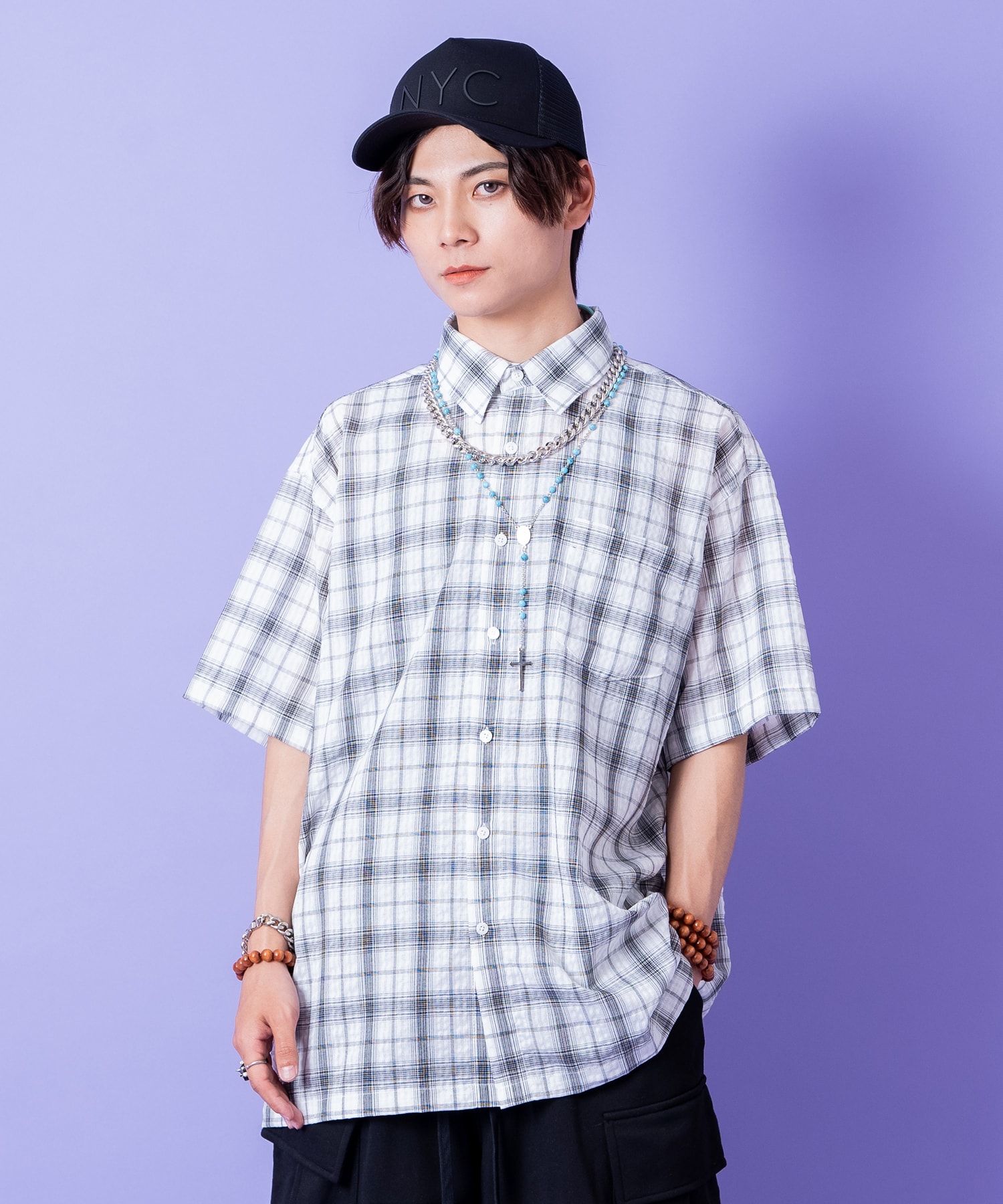 Rakuten - a.p.o.v. コットンチェックシャツ / 半袖 メンズ レディース ユニセックス 柄 ブラウス ルーズシルエット