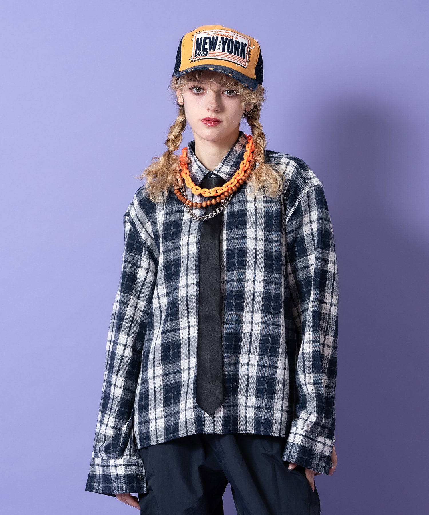 乐天商城 - a.p.o.v. オーバーサイズクロップド丈チェックネルシャツ / ユニセックス メンズ レディース ルーズ 短丈 柄 ブラウス 長袖 フランネル