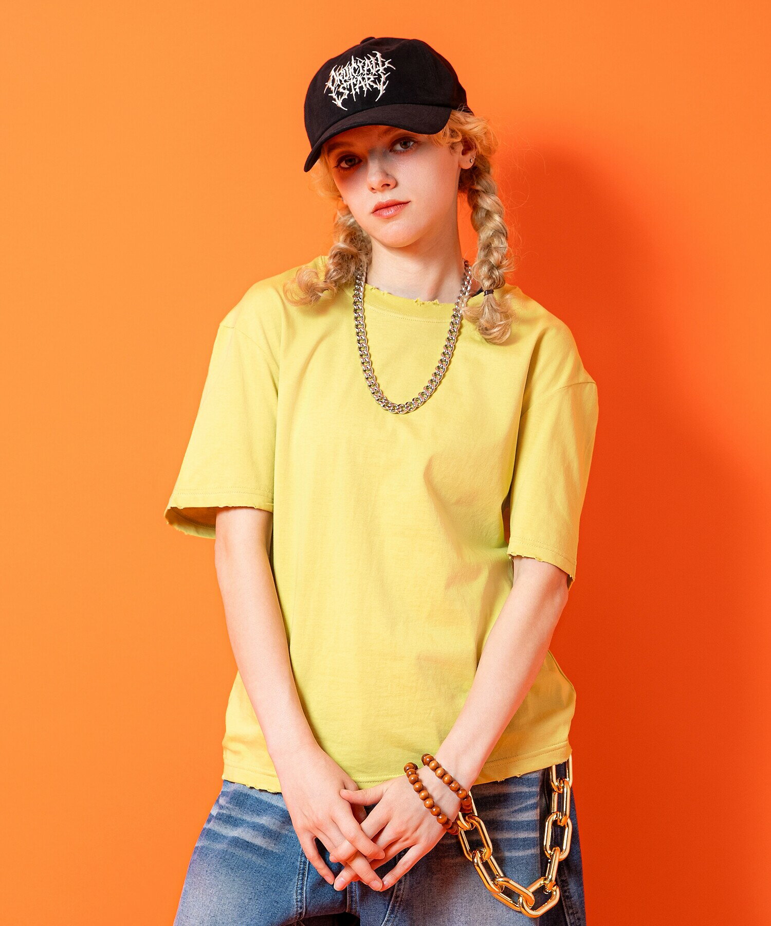 乐天商城 - クロップド丈ダメージTシャツ / ユニセックス 半袖 カットソー 短丈 クラッシュ