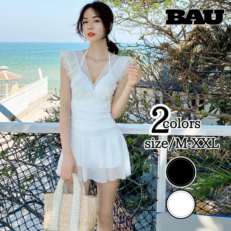 乐天商城 - 水着 レディース 体型カバー ワンピース オールインワン ママ 20代 30代 40代 ワイヤー入り 大きいサイズ ショートパンツ ぽっちゃり お腹 太もも カバー 上品 ブラック ホワイト 黒 白 レース フリル 人気 おしゃれ おすすめ