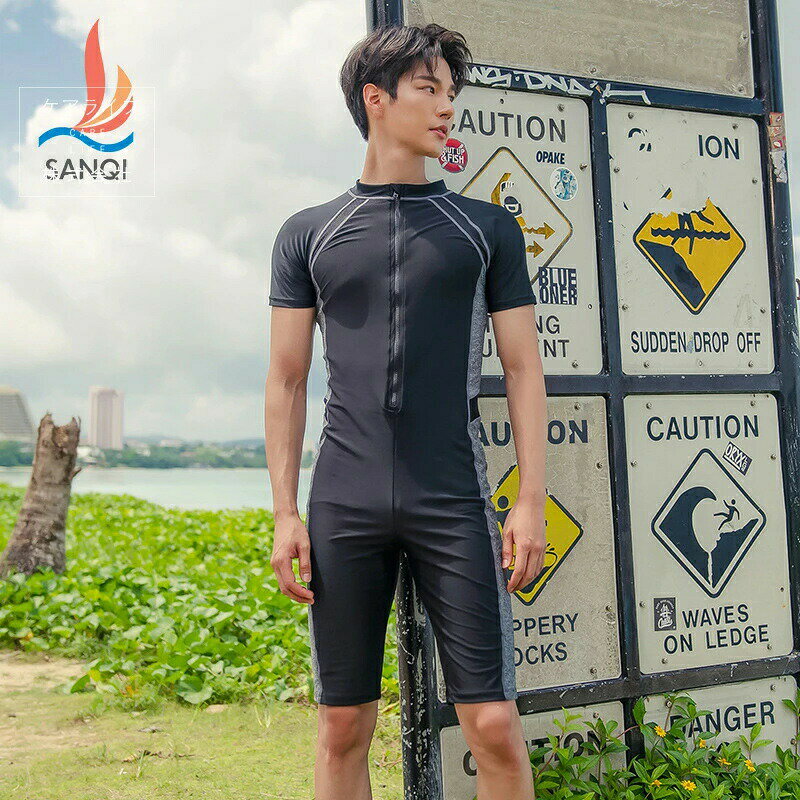 フィットネス メンズ競技水着 半袖 半ズボン ショートパンツ UVカット 競泳水着 男性用 オールインワン スクール水着 スパッツ スイミング ダイエット 健康 練習 ワンピース スイムウェア 大人 クール 海 ビーチ