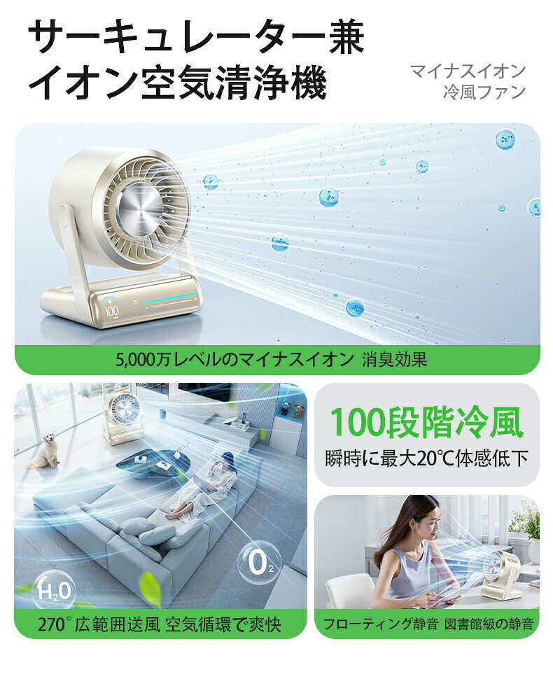 【P5+100円OFF】卓上扇風機 静音 ハンディファン 冷却プレート オフィス DC モーター 強風 100段階送風 携帯扇風機 冷感 卓上 手持ち 液晶表示 TypeC充電 6000mAh大容量 長時間稼働 熱中症対策 風量調整 角度調整 壁掛け anlike-10038249 安らいくショップ サンプル画像3