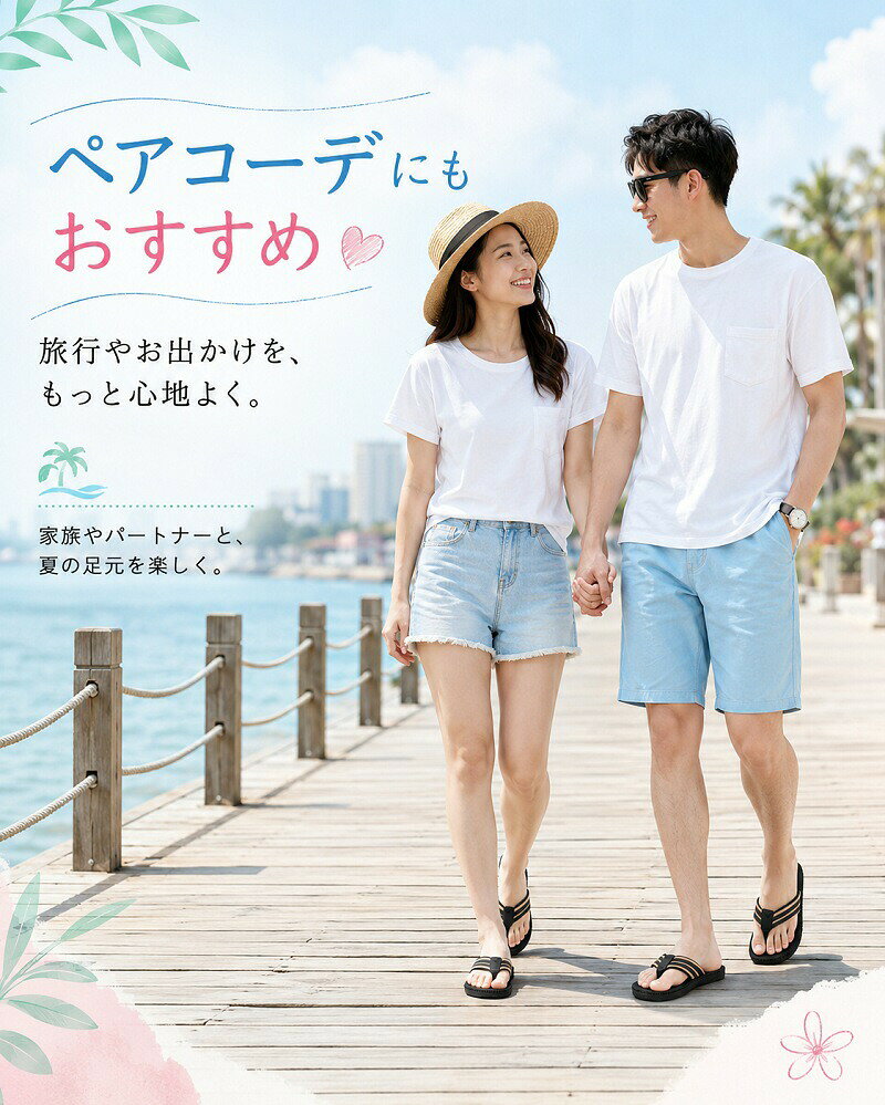 【P5+100円OFF】サンダル メンズ ビーチサンダル トングサンダル 軽量 痛くない 歩きやすい 滑り止め 海 プール レジャー アウトドア 街歩き タウンユース カジュアル ペア お揃い 男女兼用 大きいサイズ 23.5cm〜28.5cm 全7色 anlike-10039999 安らいくショップ サンプル画像2