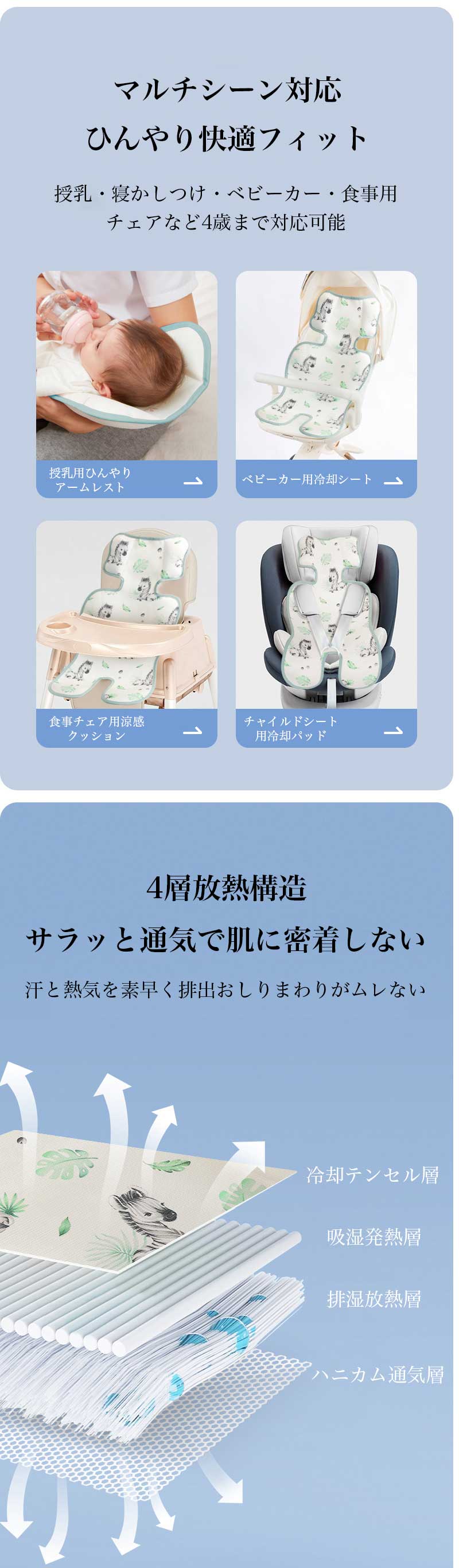 ひんやり ベビーカーシート ベビーカー冷却シート 洗える ひんやりクッション 夏 ...