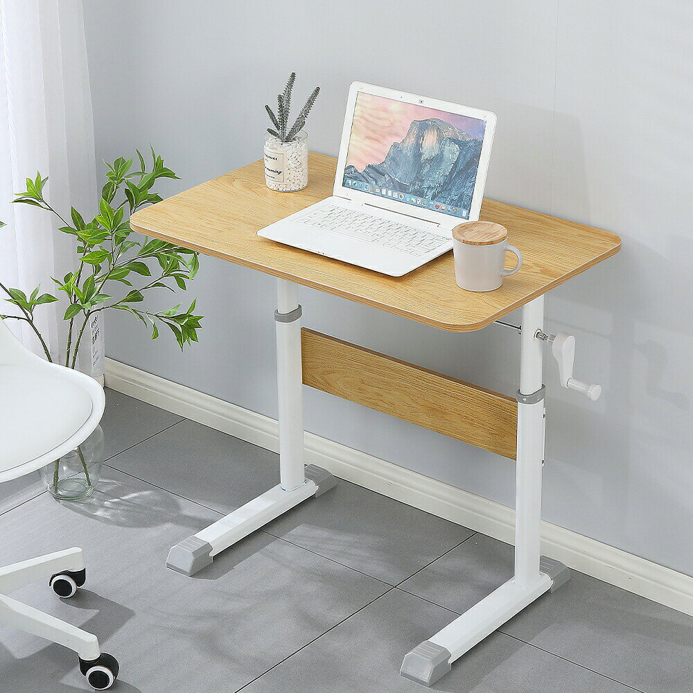 昇降デスク 昇降式デスク 手動式 おしゃれ パソコンデスク PC 机 オフィスデスク 66cm〜90cm 高さ調節 木製 人間工学 スタンディングデスク ワークデスク 勉強机 学習机 作業台 [2]