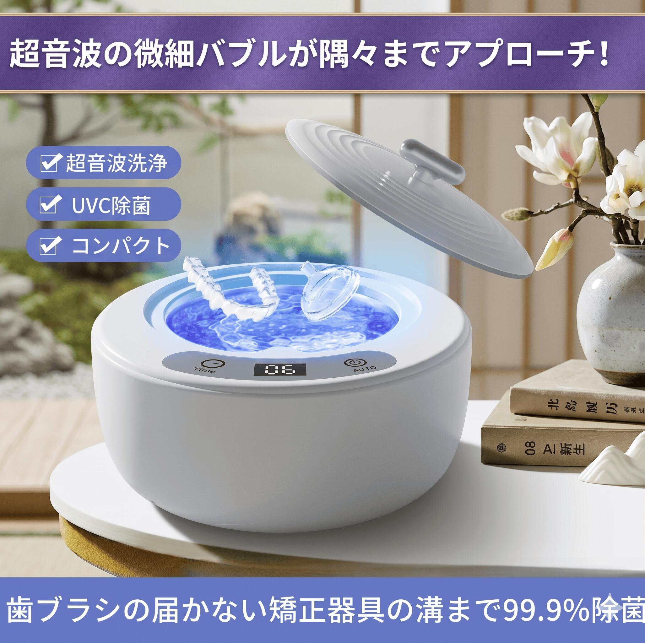 超音波洗浄機 メガネ洗浄機 母の日 ギフト UV-C除菌 49000Hz 5段階タイマー 小型 ...