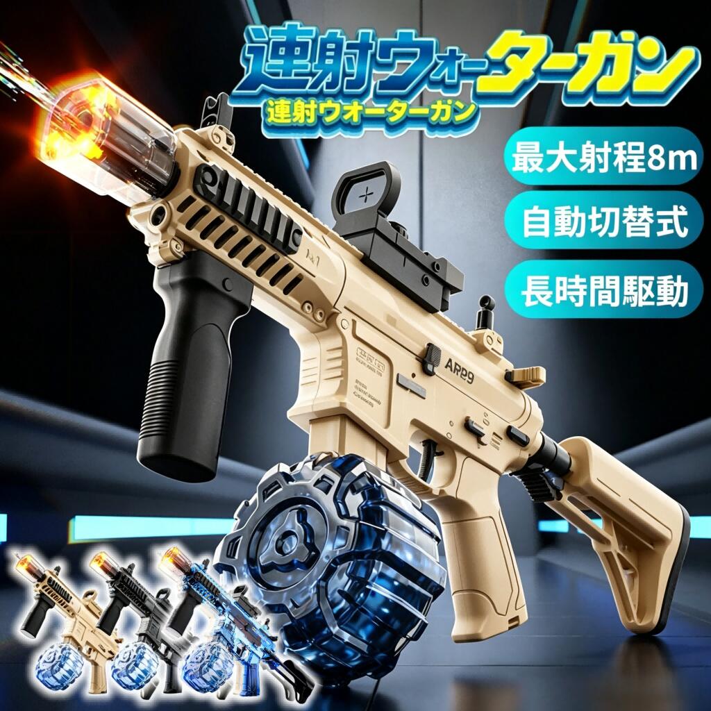 乐天商城 - 【期間限定セール】水鉄砲 AR89 電動連射ウォーターガンLEDライト 最大射程 8m 自動切替式 長時間駆動 大容量水タンク 擬似噴火 夏祭り 水遊び 子供 大人 玩具 プレゼント アウトドア 防水 高性能 水鉄砲 夏休み お祭り ギフト プール 海水浴 キャンプ 誕生日 人気