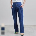 \SALE63%OFF/デニムパンツ レディース ハイウエスト コルセット風 ストレート ジーンズ ボタン マリン タック ワイド 大人 体型カバー ゆったり 20代 30代 40代 50代
