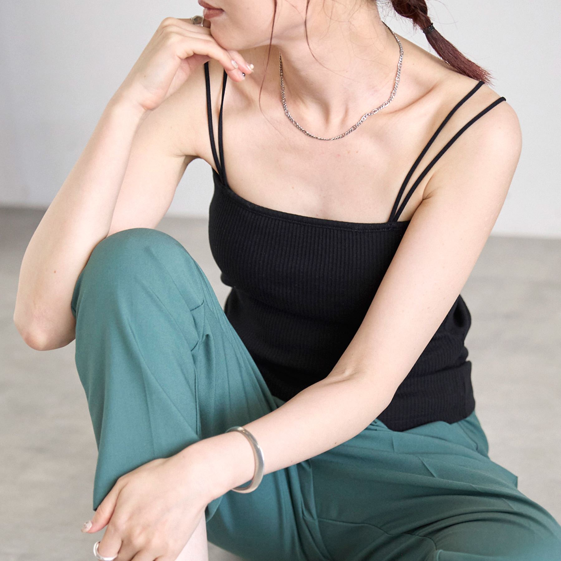 ＼SALE価格／キャミソール カップ付き おしゃれ ダブルストラップ 春 夏 大人 20代 30代 40代 50代のサムネイル