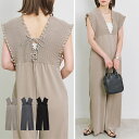 \SALE61%OFF/オールインワン レディース カットプリーツ バック レース ギャザー 春 夏 大人 体型カバー ゆったり 20代 30代 40代 50代
