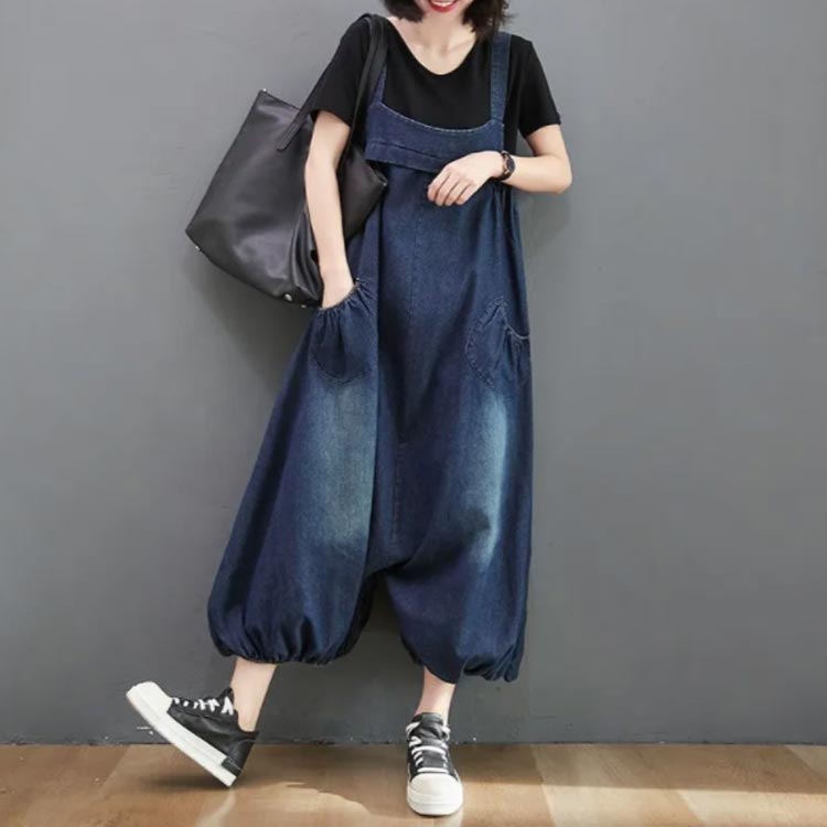 デニムサロペット オーバーオール レディース デニムサロペット ルーズ 春 夏 秋 ポケット付き バルーンパンツ きれいめ カジュアル デニムパンツ 大人 レトロ M L XL 2XL