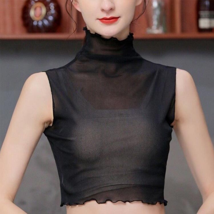 シースルー カットソー レース ハイネック 付け襟 タートルネック フリルネック レイヤード風 タートル レイヤード 重ね着 インナー レディース レースハイネック ノースリーブカットソー つけ襟 つけえり 女性 グッズ