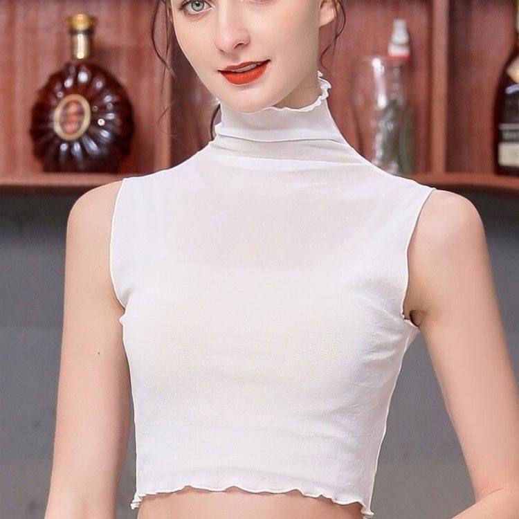 シースルー カットソー レース ハイネック 付け襟 タートルネック フリルネック レイヤード風 タートル レイヤード 重ね着 インナー レディース レースハイネック ノースリーブカットソー つけ襟 つけえり 女性 グッズ