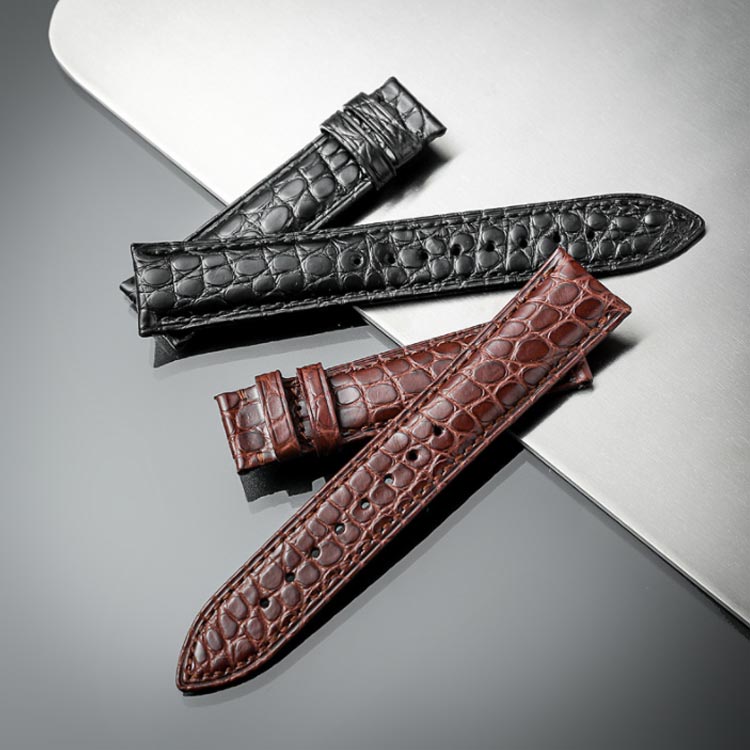 クロコダイル 両面クロコダイル クロコベルト 時計ベルト クロコ時計ベルト Dバックル用 22mm-18mm （SEIKO セイコー PATEK PHILIPPE パテックフィリップ OMEGA オメガ オーデマピゲ Piaget ピアジェ）