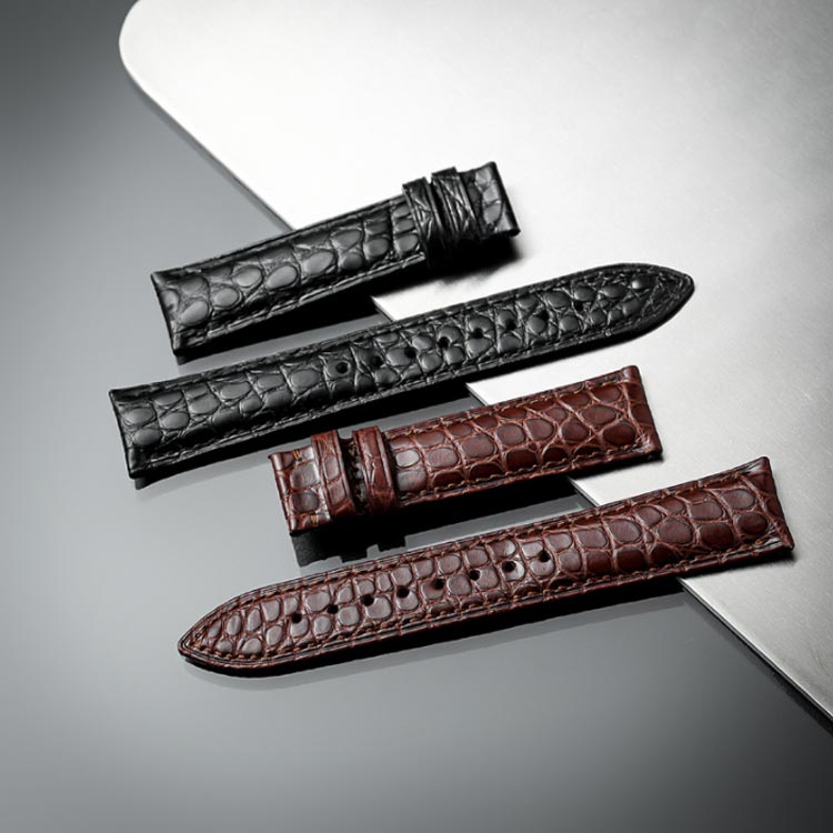 クロコダイル 両面クロコダイル クロコベルト 時計ベルト クロコ時計ベルト Dバックル用 22mm-18mm （SEIKO セイコー PATEK PHILIPPE パテックフィリップ OMEGA オメガ オーデマピゲ Piaget ピアジェ）