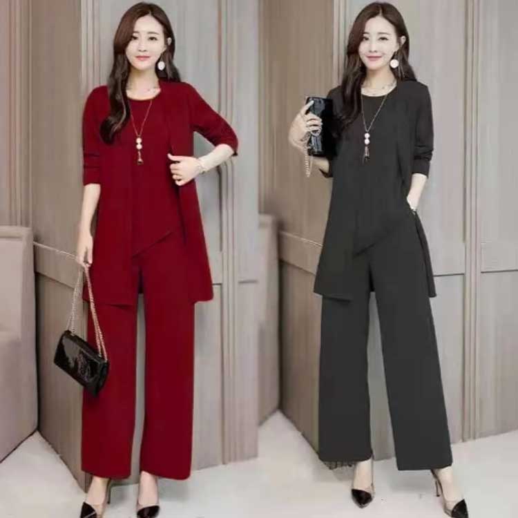 セットアップ レディース 3点セット パンツスーツ パンツドレス フォーマル ノースリーブ ブラウス カーディガン ガウチョパンツ ワイドパンツ 大きいサイズ オフィス OL 通勤 着痩せ 春 秋 結婚式 入学式 通勤 卒業式 ママ M L XL 2XL 3XL 4XL