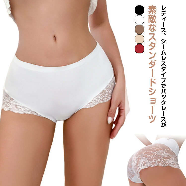 Rakuten - 2枚セット バックレースショーツ バックレースパンツ シームレスショーツ シームレスパンツ スタンダードショーツ レディース ショーツ パンツ パンティー バックレース レース シームレス シンプル 無地 ノーマル インナー 女性用 下着 ランジェリー