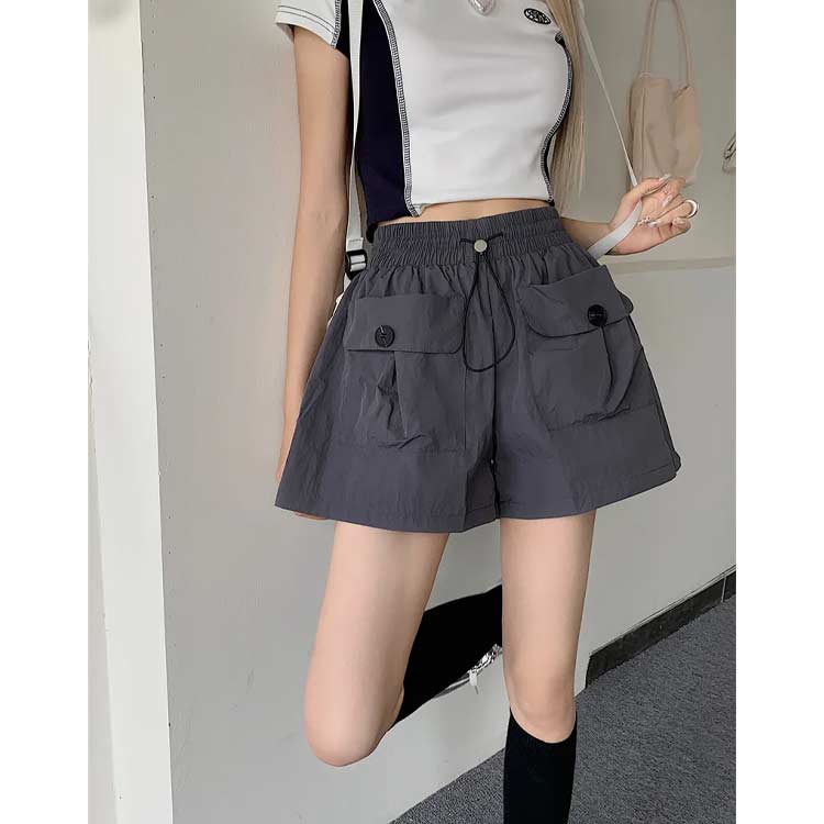 ショートパンツ 半ズボン レディース ゆったり カーゴパンツ 多機能 アウトドア スウェットパンツ ワイドパンツ 無地 ショーパン 着痩せ 短パン おしゃれ スポーツ ランニング 夏 通気 吸汗 速乾 ポケット付き ストリート系 お洒落 anmichi-10002637 道大商店 サンプル画像2