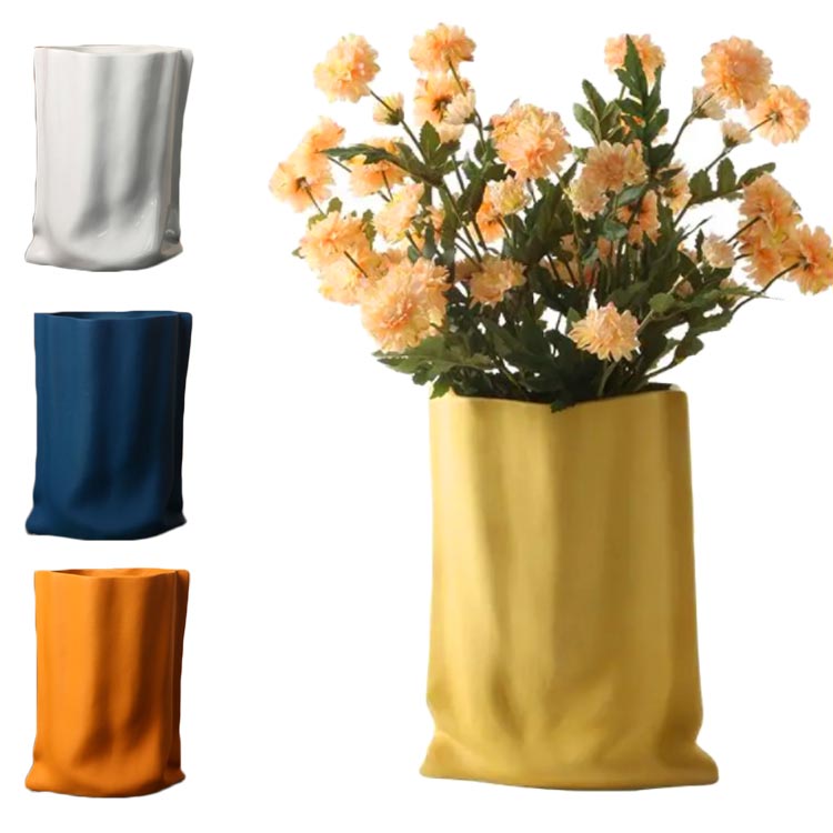 Rakuten - 花瓶 陶器 イエロー 高23.5cm 白 花瓶 大きい 陶器 大型 ホワイト フラワーベース 陶器 北欧 インスタ映え スウェーデン おしゃれ ブルー オレンジ