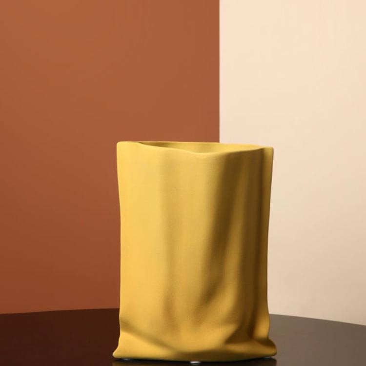 花瓶 陶器 イエロー 高23.5cm 白 花瓶 大きい 陶器 大型 ホワイト フラワーベース 陶器 北欧 インスタ映え スウェーデン おしゃれ ブルー オレンジ [2]