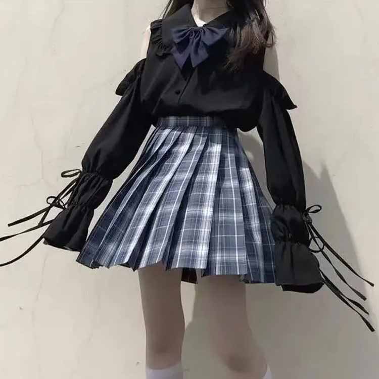 量産型 地雷系 ブラウス レディース 服 オフショルダー 肩出し レースアップ フリ...