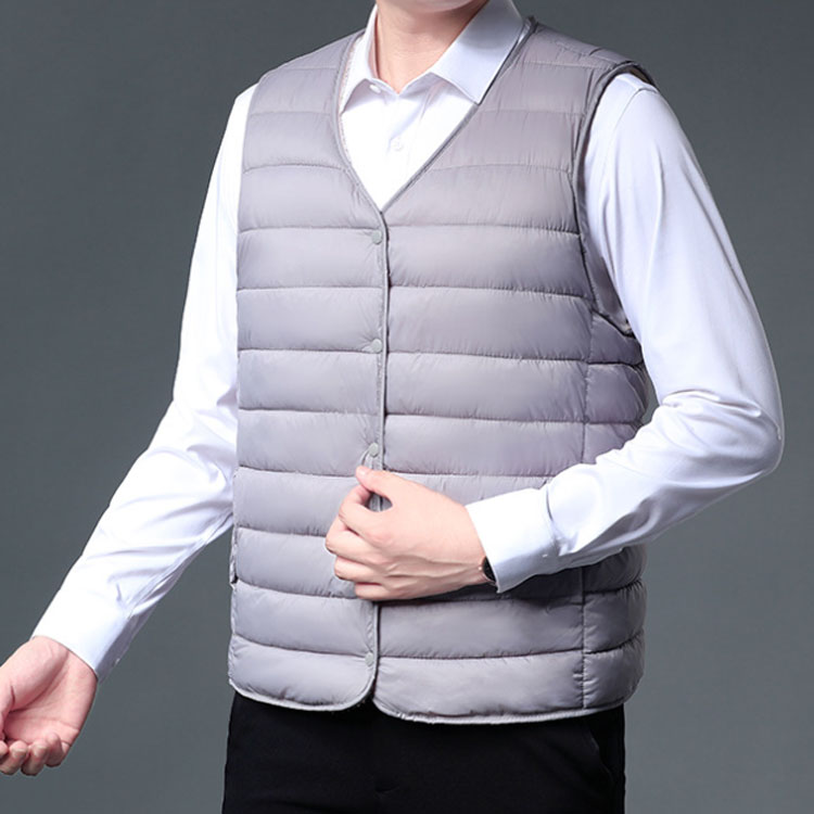ダウンベスト メンズ 軽量 暖かい Vネック フロントボタン 前開き インナーダウン インナーベスト ダウン ボタン 中綿ベスト ジレベスト ノースリーブ アウター ダウンジャケット 父の日 敬老の日