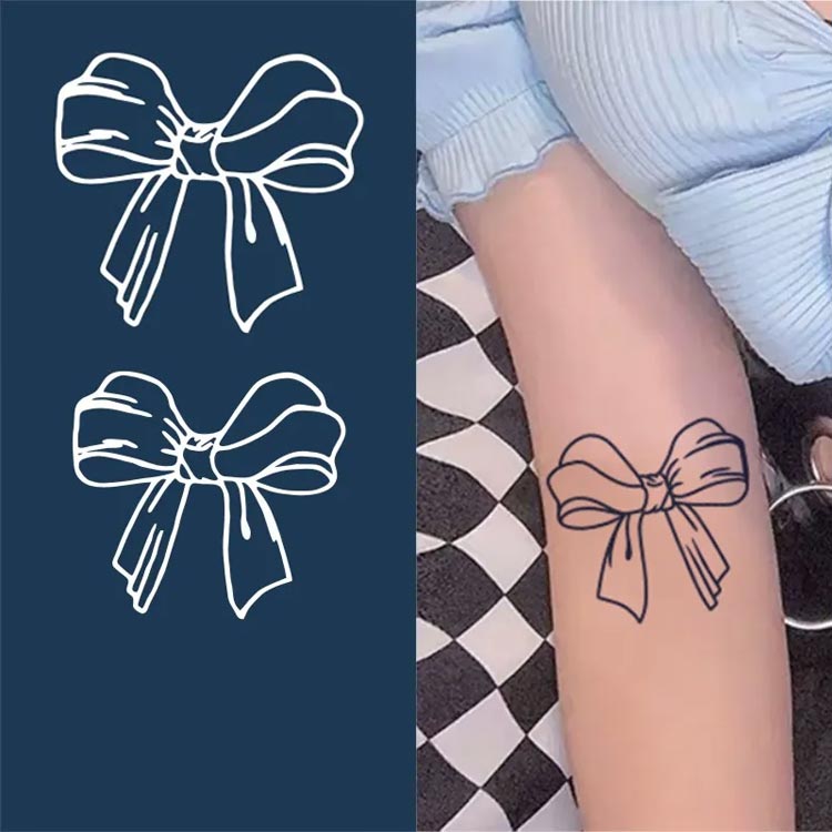 タトゥーシール ボディステッカー 6枚セット リボン 入れ墨 刺青 シール ファッションシール ボディーシール ボディーペイント 腕 脚 胸 背中 肩 太もも ボディアート 防水 おしゃれ ブラック リアルタトゥーシール ハロウィン コスプレ イベント 文化祭 送料無料