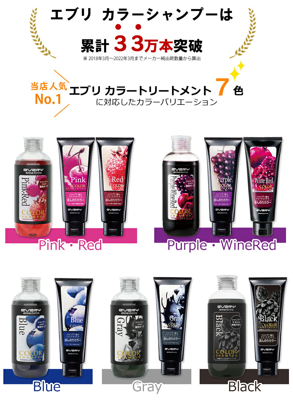 【公式ショップ】エブリ　カラーシャンプー (300mL)(アンナドンナ シャンプー カラー剤 カラーリング 髪色 長持ち 維持 キープ アッシュ ヘアカラー 青 ピンク グレー カラー ブルー 赤 シャンプー 紫 ヘア 髪染め カラーシャンプー赤 セルフカラー カラー ヘアケア) annadonna-10000407 アンナドンナ 公式 楽天市場店 サンプル画像3