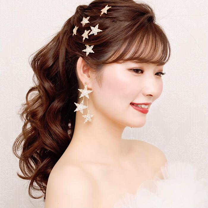 【ウェディングヘアに散りばめて】星型ビジュー ヘッドドレス ヘッドドレス ビジュー　　結婚式 カチューシャ ヘアアクセサリー ヘアアクセサリー ウェディング 結婚式 ウェディング ヘッドドレス 小枝 ヘッドドレス