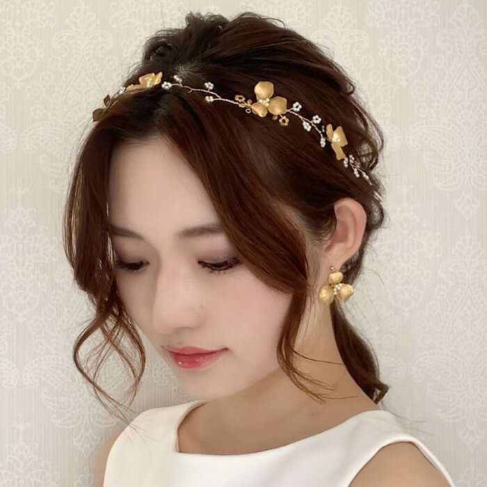 【お花モチーフが可愛い】小枝アクセサリー 小枝 ヘッドコサージュ ビジュー ブライダル 花嫁 結婚式 ブライダルアクセサリー ウエディングアクセサリー アクセサ...