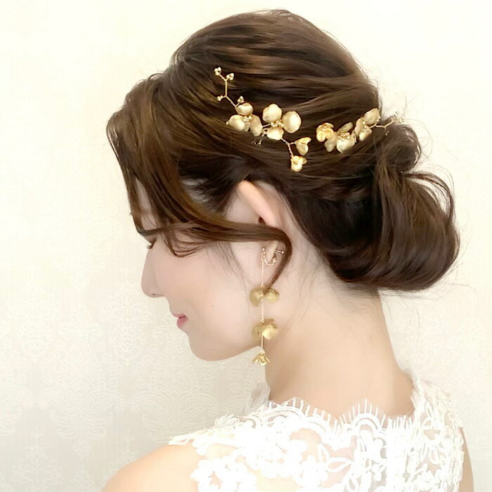 【お花モチーフが可愛い】小枝アクセサリー 小枝 ヘッドコサージュ ビジュー ブライダル 花嫁 結婚式 ブライダルアクセサリー ウエディングアクセサリー アクセサ...