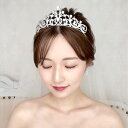 【横幅広めのティアラ】【横までしっかりデザインが見える】 結婚式 ジルコン 挙式 ウェディング ビジュー プリンセス 王冠 ダイヤモンド風 大きめティアラ