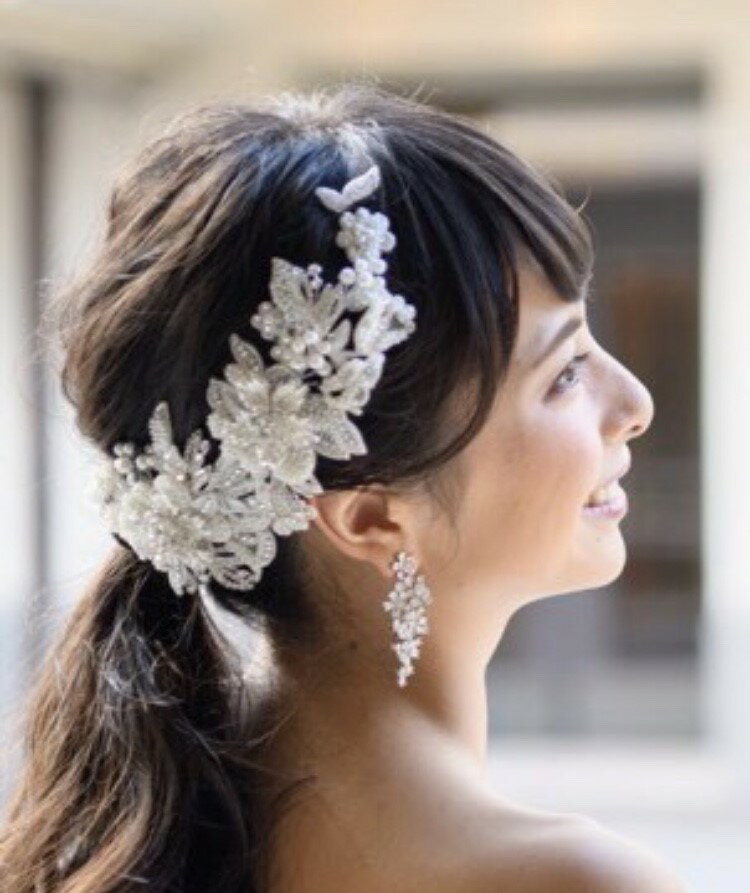 【ランキング 第1位 】【大人気!売れてます】フラワーデザイン 小枝アクセサリー 小枝 髪飾り 花 ビジュー ナチュラル ウエディング 花嫁 結婚式 大きめヘッ...