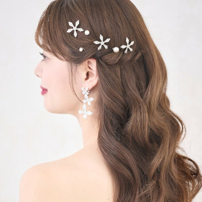 【最高品質の輝き アレンジピン】ヘッドコサージュ ビジュー ブライダル 花嫁 結婚式 ブライダルアクセサリー ウエディングアクセサリー　アクセサリー 海外挙式 パーティー アイテム 着物 和装　髪飾り