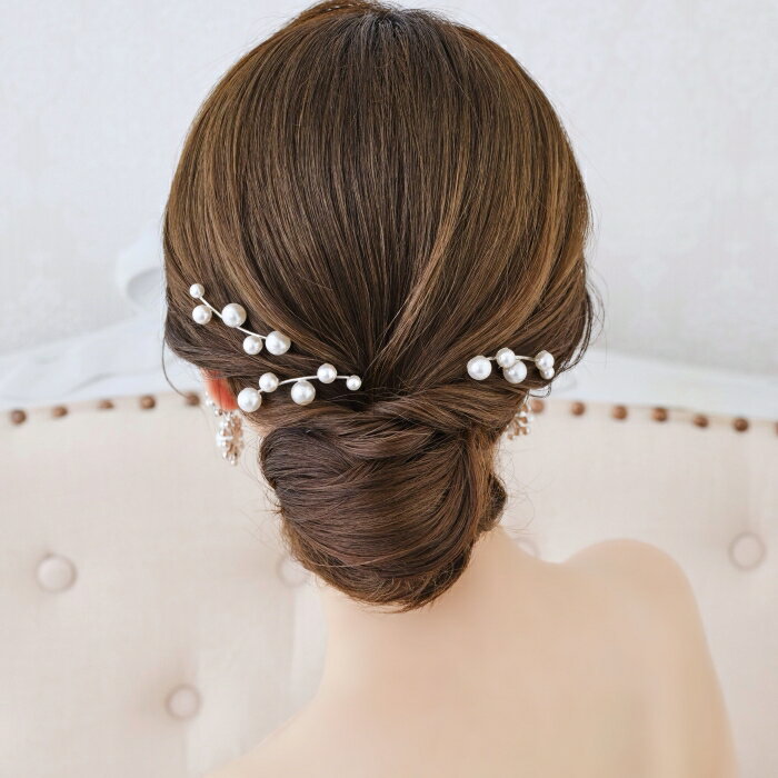 【洗練された輝きのパールピンをちりばめて】小枝アクセサリー 小枝 ヘッドコサージュ ビジュー ブライダル 花嫁 結婚式 ブライダルアクセサリー ウエディングアクセサリー　アクセサリー 海外挙式 パーティー アイテム 着物 和装　髪飾り