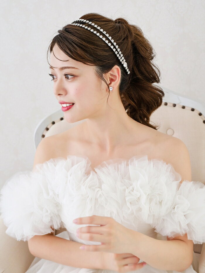 【ランキング 第1位 】【お花カチューシャ＆イヤリングセット　】ウェディングカチ...