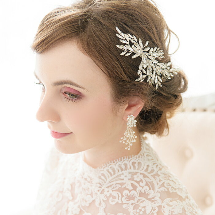 【シャープなシンプルデザイン】【クールな花嫁ヘアに】ヘッドドレス ビジュー　　結婚式 カチューシャ ヘアアクセサリー ヘアアクセサリー ウェディング 結婚式 ウェディング ヘッドドレス 小枝