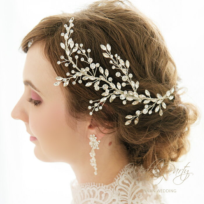 SALE【ナチュラル小枝ビジュー】【スタイリッシュ花嫁ヘア】ヘッドドレス ビジュー 結婚式 カチューシャ ヘアアクセサリー ヘアアクセサリー ウェディング 結...