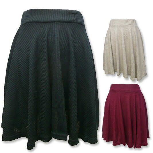 재고 한 [부드럽게 플레어] なめ細編み 니트 스커트 따뜻한 니트 소재의 귀여운 플레어 미니 스커트 [레이디스 · 여성 · 하의] [가을] [겨울]]