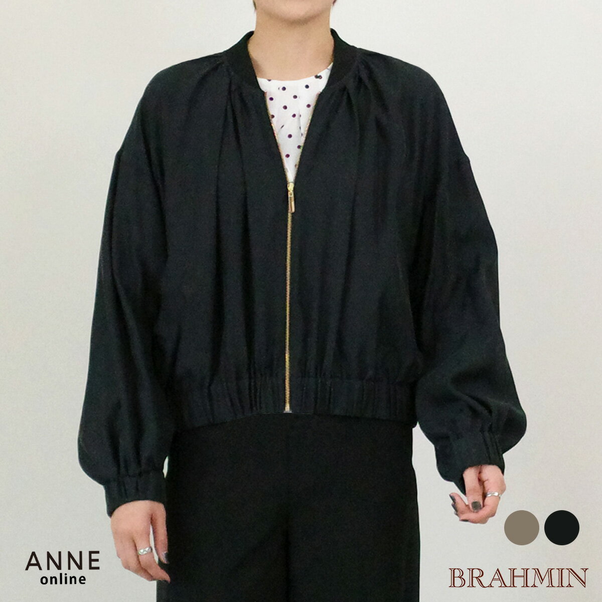 1点もの！MAX50％OFF！ BRAHMIN ブラーミン ギャザーブルゾン │ レディース かわいい おしゃれ オフィス シンプル カジュアル きれいめ 白 黒 ポリエステル 羽織