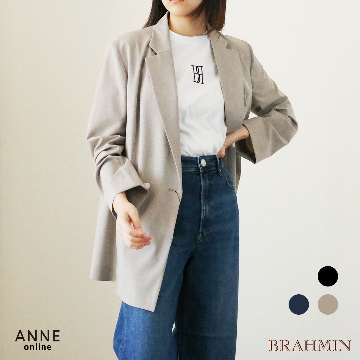 【★ポイント20倍対象★】 BRAHMIN ブラーミン ボクシー シルエット ジャケット │ レディース カジュアル きれいめ かわいい おしゃれ ネイビー 黒 グレー 柔らかい ボタン 長袖 アウター ポケット ストレッチ 薄手 春夏