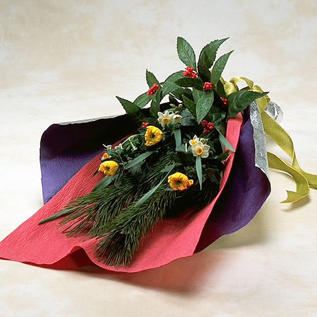 お正月の花束 菊と季節のお花の和風