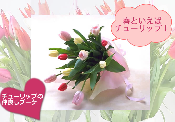 スプリング ギフト 花 チューリップの仲良しブーケ お祝い 入学 入社 入園 就職 進級 昇進 転勤